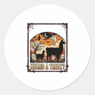 Sticker Rond Chemise de lama Halloween Art de cimetière de fria