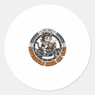 Sticker Rond Chemise de l'amant de chat de motard de moto - Mot