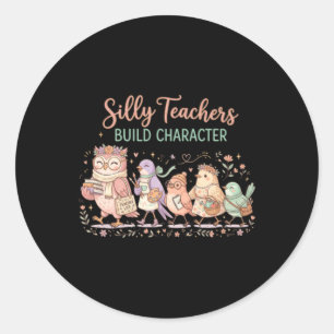 Sticker Rond Chemise de l'équipe d'enseignants oiseaux mignons