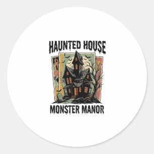 Sticker Rond Chemise de maison hantée Conception vintage de man