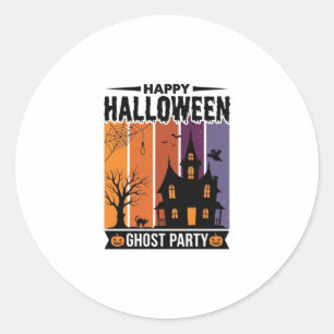 Sticker Rond Chemise de maison hantée de fête de fantôme de Hal