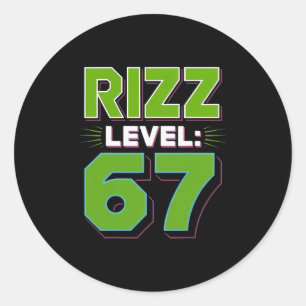 Sticker Rond Chemise de mème de niveau Rizz 67 Tendance jeuness