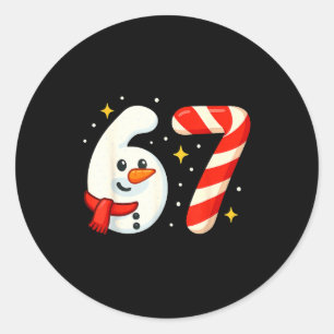 Sticker Rond Chemise de Noël 6 7 Meme 67 Six Sept Bonhomme de N