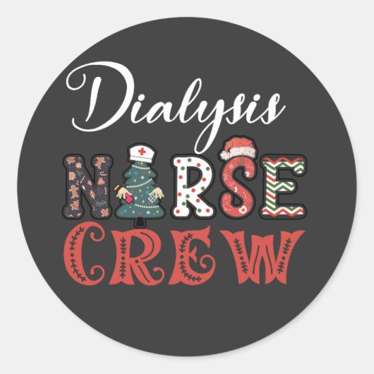 Sticker Rond chemise de noël de l'équipage de l'infirmière dial (Devant)
