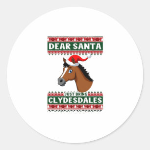 Sticker Rond Chemise de Noël dégueu Cheval Clydesdale Noël Équi