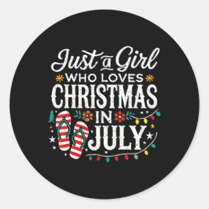 Sticker Rond Chemise de Noël en juillet Filles drôle d'été plag