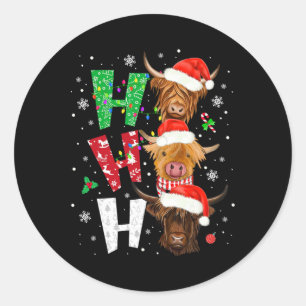 Sticker Rond Chemise de Noël Ho Ho Ho à imprimé vache écossaise