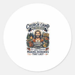 Sticker Rond Chemise de nostalgie de camp de VBS de l'église de