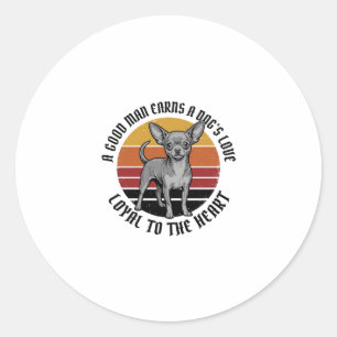 Sticker Rond Chemise de papa Chihuahua Gravure vintage Concepti