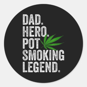 Sticker Rond Chemise de papa herbe drôle Noël fumeur T humour