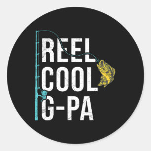 Sticker Rond Chemise de pêche drôle pour grand-père Reel Cool G