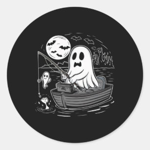 Sticker Rond Chemise de pêche Halloween Éffrayant Fantôme Pêche