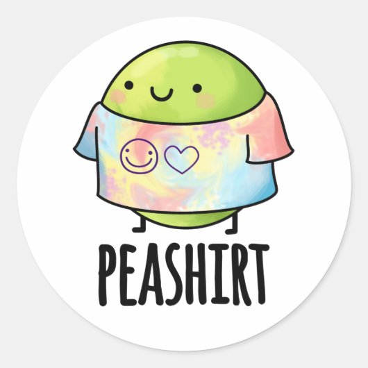 Sticker Rond Chemise de pois drôle Veggie Pea TShirt Pun (Devant)