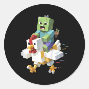 Sticker Rond Chemise de poulet Jock pour enfants Pixel Art Game