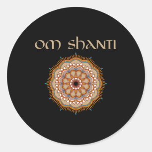 Sticker Rond Chemise de professeur de yoga Om Shanti Reiki Guér