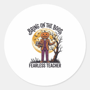 Sticker Rond Chemise de professeur Halloween Gravure vintage Ci