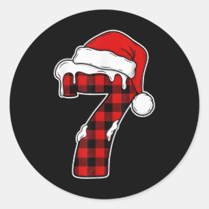 Sticker Rond Chemise de pyjama de Noël 67 Six Sept Mème 7 Rouge