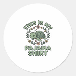 Sticker Rond Chemise de pyjama tortue mignonne endormie vecteur