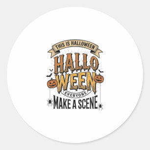 Sticker Rond Chemise de scène Halloween Gravure vintage Citroui