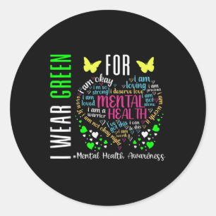 Sticker Rond Chemise De Sensibilisation À La Santé Mentale Fin 