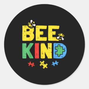 Sticker Rond Chemise de sensibilisation à l'autisme Bee Kind Pu