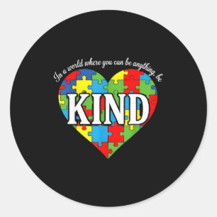 Sticker Rond Chemise de sensibilisation à l'autisme sois gentil