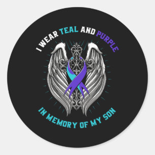Sticker Rond Chemise de sensibilisation au suicide du fils - It