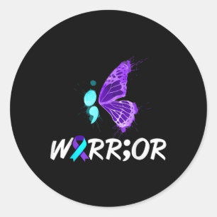 Sticker Rond Chemise de sensibilisation au suicide Semicolon Pa