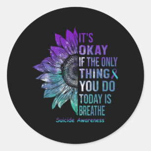 Sticker Rond Chemise de sensibilisation au suicide Tournesol ca