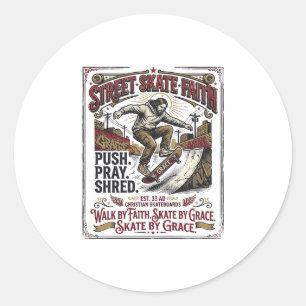 Sticker Rond Chemise de skate longboard Jésus chrétien