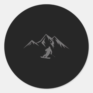 Sticker Rond Chemise de ski montagne neige hiver skieur