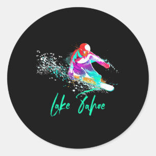 Sticker Rond Chemise de snowboard Vintage Lake Tahoe California
