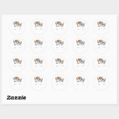 Sticker Rond Chemise de sommeil Wire Fox Terrier (Feuille)