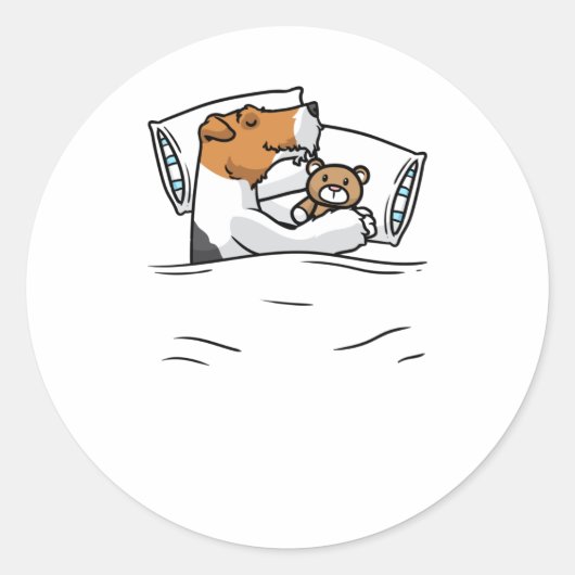 Sticker Rond Chemise de sommeil Wire Fox Terrier (Devant)