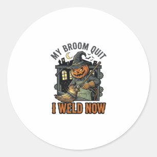 Sticker Rond Chemise de Soudure Halloween Dessin de Balai de So
