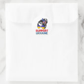 Sticker Rond Chemise de soutien à l'Ukraine Femme Drapeau Améri (Sac)