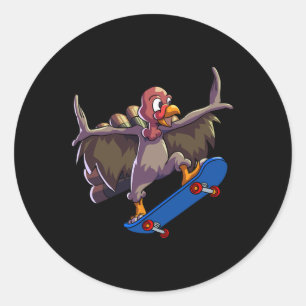 Sticker Rond Chemise de Thanksgiving de patinage Hommes Enfants