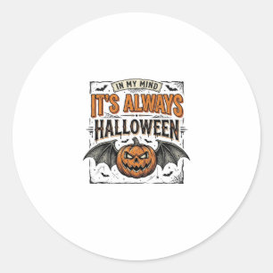 Sticker Rond Chemise de typographie de chauve-souris de citroui