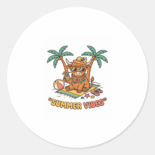 Sticker Rond Chemise de vacances sur la plage de vache des High