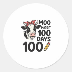 Sticker Rond Chemise de vache 100 jours Gravure vintage design