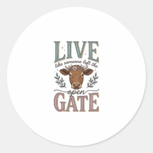 Sticker Rond Chemise de vache comme si quelqu'un avait laissé l