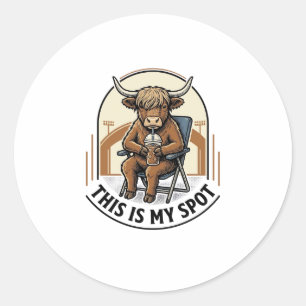 Sticker Rond Chemise de vache de baseball avec mascotte de café
