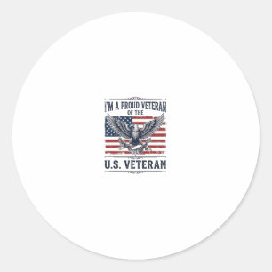 Sticker Rond Chemise de vétéran patriotique aigle gravure vinta