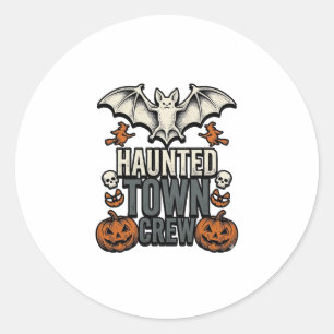 Sticker Rond Chemise de ville hantée Vintage Halloween Chauve-s