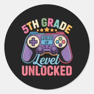 Sticker Rond Chemise déverrouillée de 5e année - Gamer Retour à