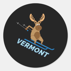 Sticker Rond Chemise d'hiver de ski d'orignal du Vermont Vt