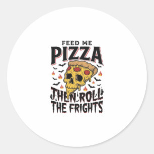Sticker Rond Chemise d'horreur Pizza Gravure Vintage Soirée Cin