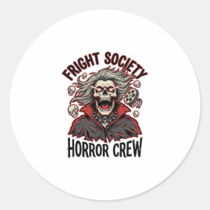 Sticker Rond Chemise d'horreur vintage Fright Society Skull Des