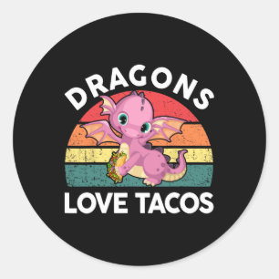 Sticker Rond Chemise Dragons Amour Taco Cinco Mayo Drôle Mexica