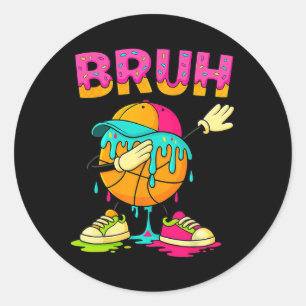 Sticker Rond Chemise Drip Sketll Dabbing Bruh Sketll Drip Crème